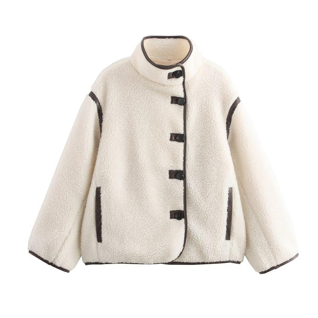 Damen fleecegefütterte Übergangsjacke mit hohem Kragen und praktischen Taschen EB
