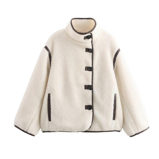 Damen fleecegefütterte Übergangsjacke mit hohem Kragen und praktischen Taschen EB
