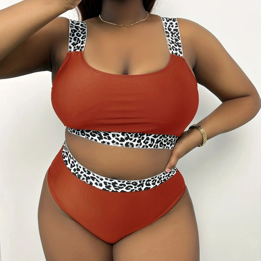 Damen Hochgeschnittenes Bikini-Set mit trendigem Tiermuster EB