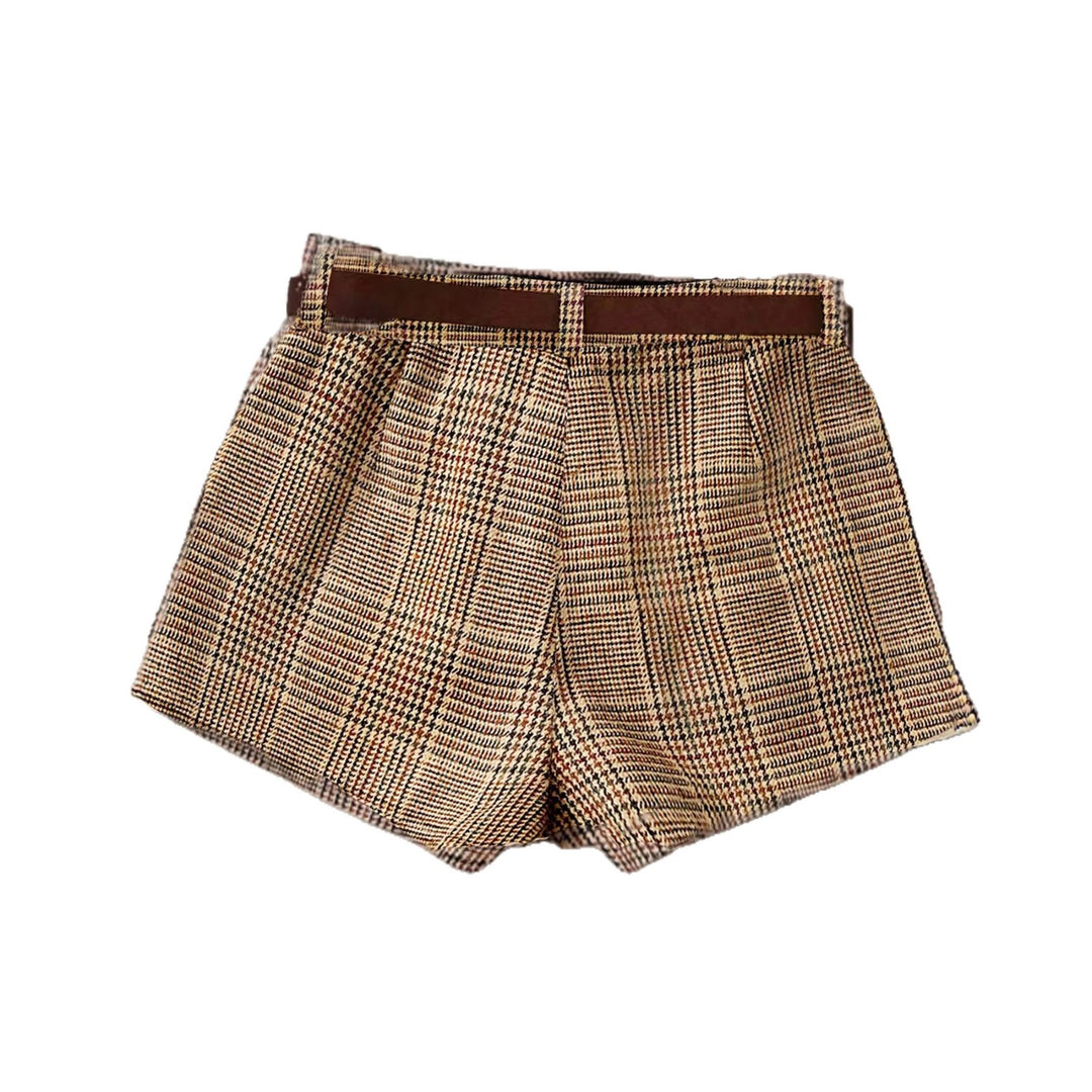 Damen Karierte Shorts mit Gürtelschlaufen EB