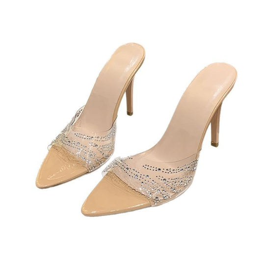 Damen Glamouröse High Heels mit funkelnden Strass-Akzenten und transparentem Obermaterial EB
