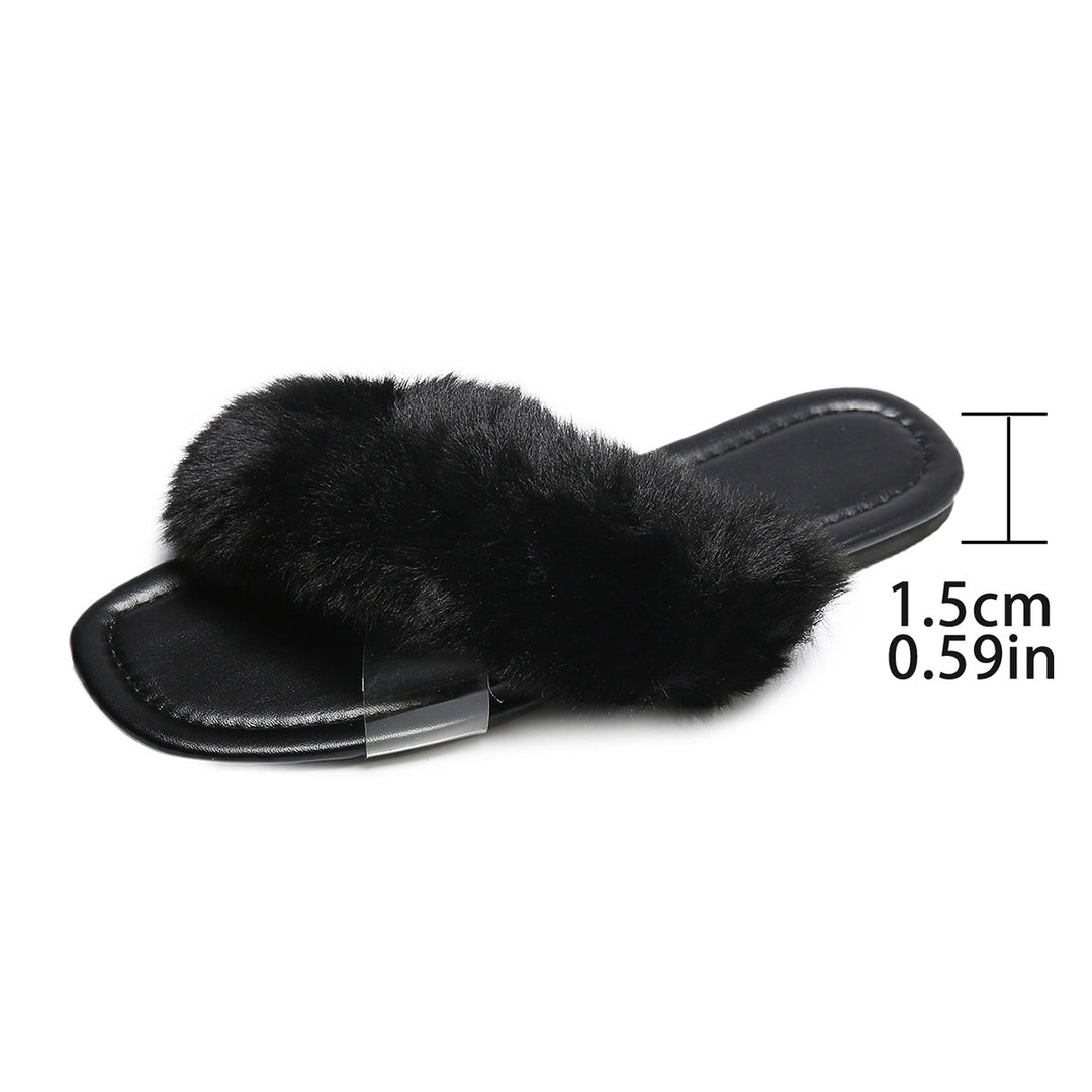 Damen Flausche Slides mit transparentem Fersenriemen EB