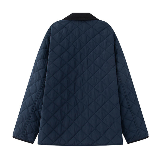 Damen Steppjacke aus weichem Material mit kontrastierendem Kragen und praktischen Taschen EB