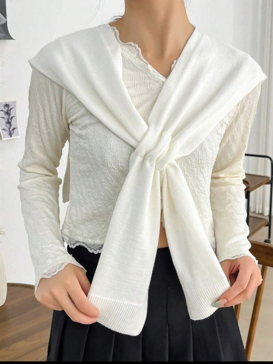 Damen modische Strickschal mit knoten Detail EB