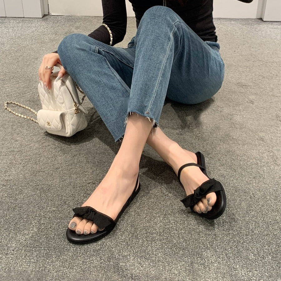 Damen Elegante und bequeme Sandalen mit dekorativem Schleifenakzent EB