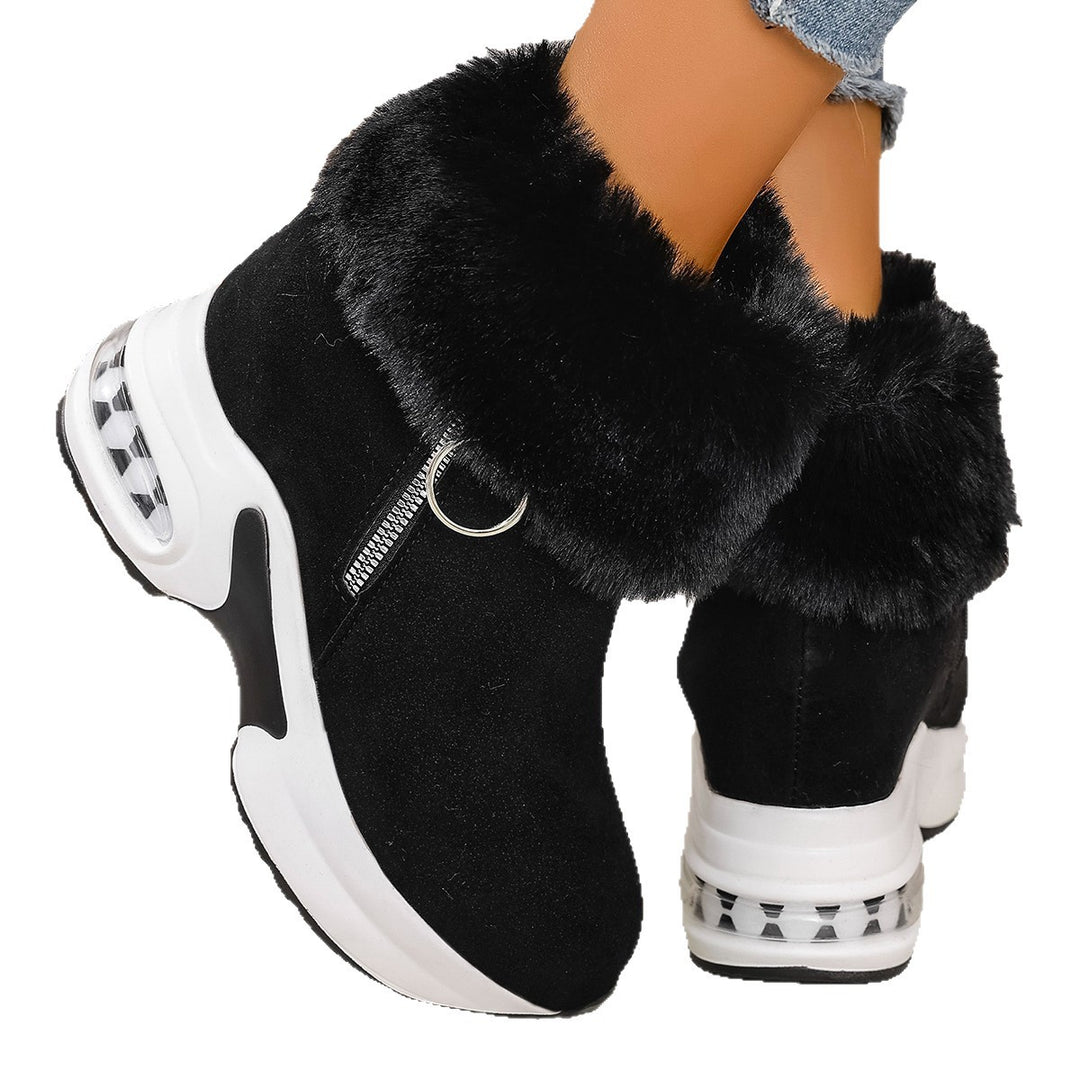 Damen Winterliche Sneaker-Stiefel mit flauschigem Kunstfellkragen und innovativer Sohle EB