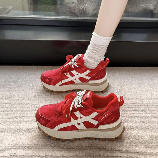 Damen Sportliche Chunky Sneakers mit rutschfester Sohle und atmungsaktiver Obermaterialstruktur EB
