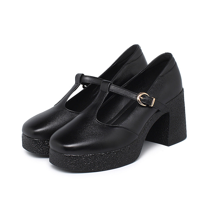 Damen Mary Jane Pumps mit komfortablem Blockabsatz und verstellbarem Riemen EB