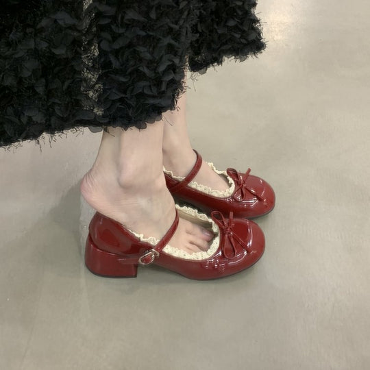 Damen Ballerinas mit dekorativer Schleifenverzierung und elegantem Fersenriemen EB