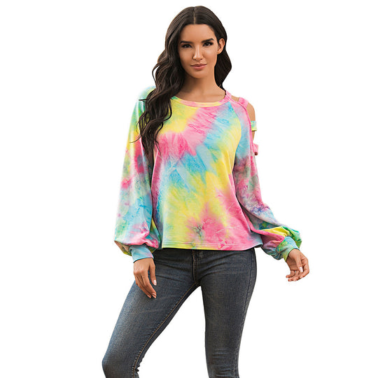 Damen lässiger Kapuzenpullover mit modischem Tie-Dye-Muster EB
