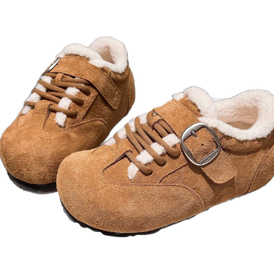 Damen bequeme Clogs mit warmem Fleece-Futter und eleganter Schnalle EB