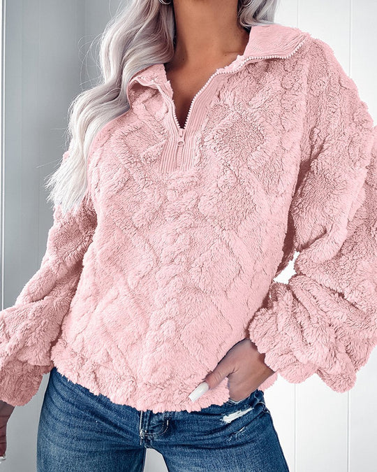 Damen Fleecepullover mit hohem Kragen und Reißverschluss EB
