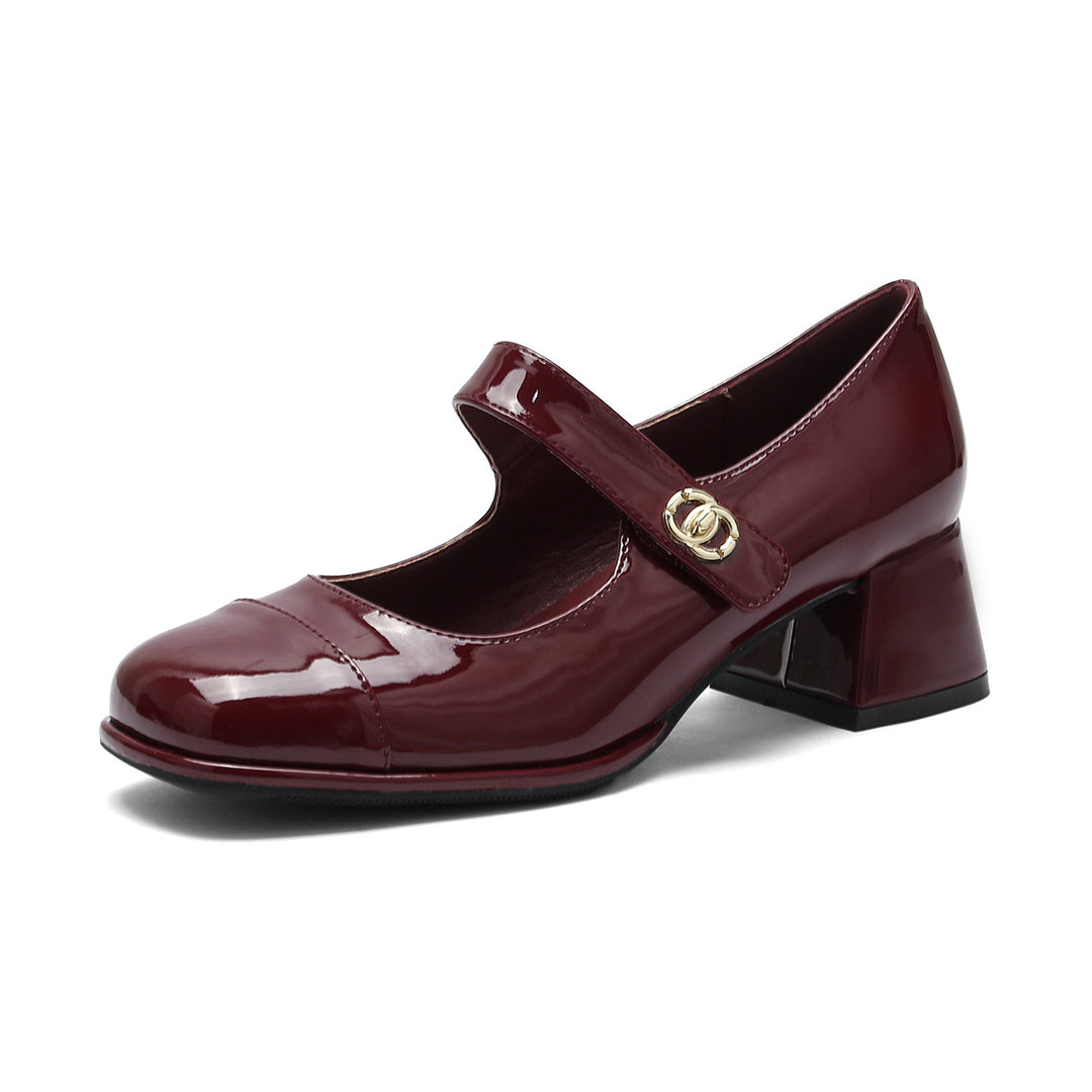 Damen Mary-Jane Pumps mit edlem Lackfinish und modischem Riemen EB