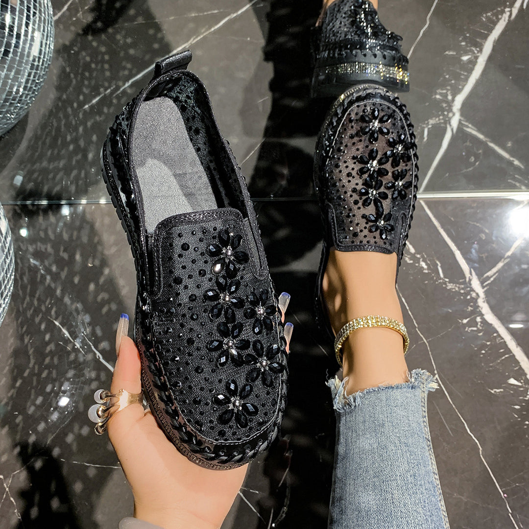 Damen Glamouröse Slip-On Sneakers mit funkelnden Applikationen EB