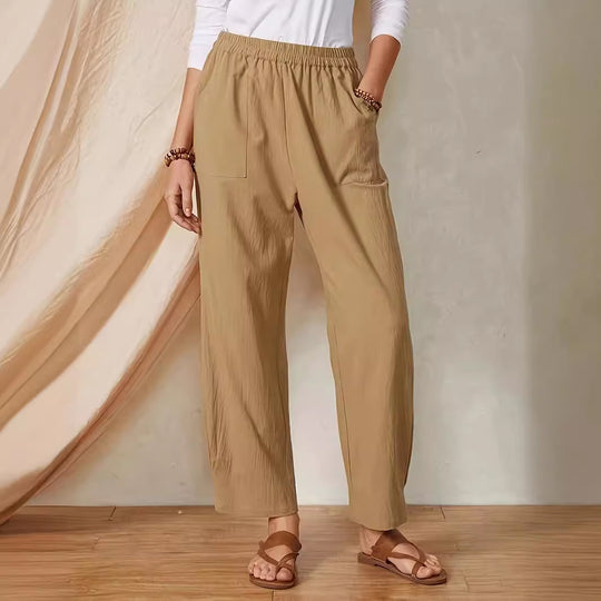 Damen Elegante Freizeithose mit elastischem Bund und praktischen Taschen EB