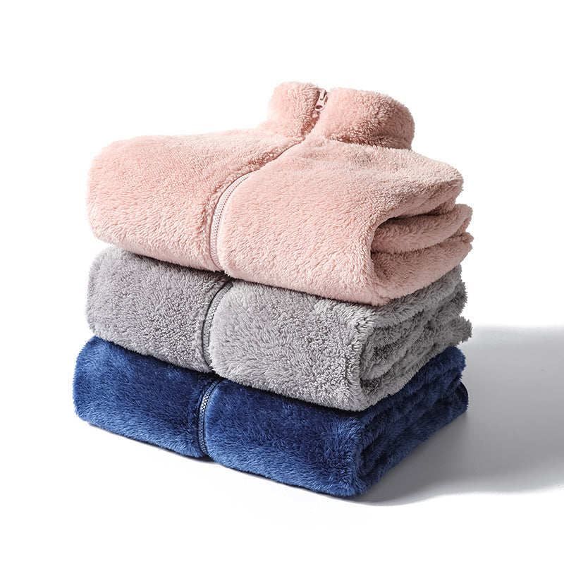 Damen Kuschelige Teddy-Fleecejacke mit Stehkragen und verdecktem Reißverschluss EB