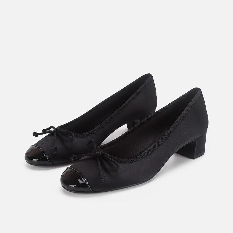 Damen Ballerinas mit elegantem Schleifendetail und glänzendem Obermaterial EB
