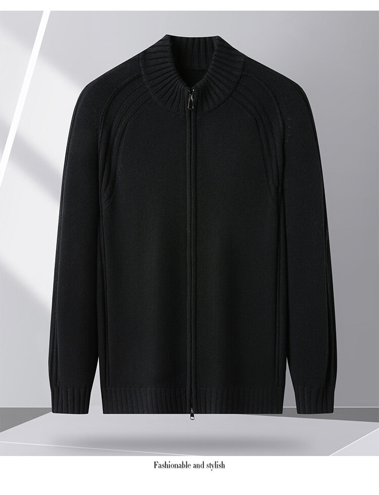 Herren Strickjacke mit Reißverschluss und hohen Kragen EB