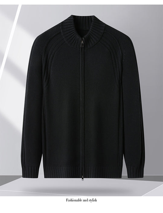 Herren Strickjacke mit Reißverschluss und hohen Kragen EB