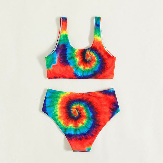 Damen Buntes Spiralmuster Bikini-Set EB