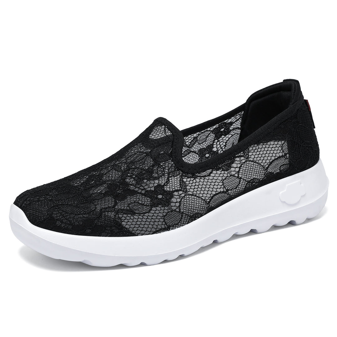 Damen Slip-On Freizeitschuhe mit floraler Spitze EB
