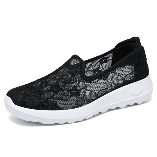 Damen Slip-On Freizeitschuhe mit floraler Spitze EB