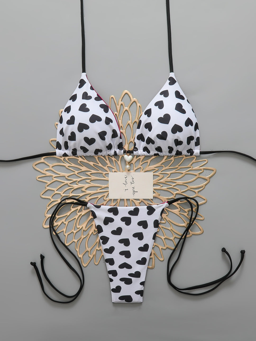 Damen Triangel-Bikini mit Herzen EB
