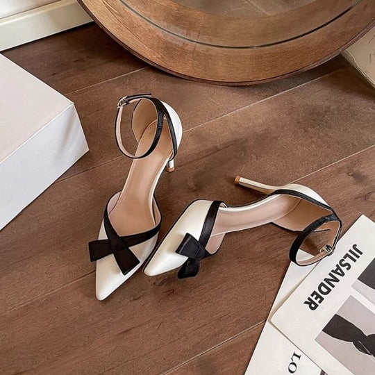 Damen elegante High Heel Schuhe mit dekorativer Schleifenverzierung EB