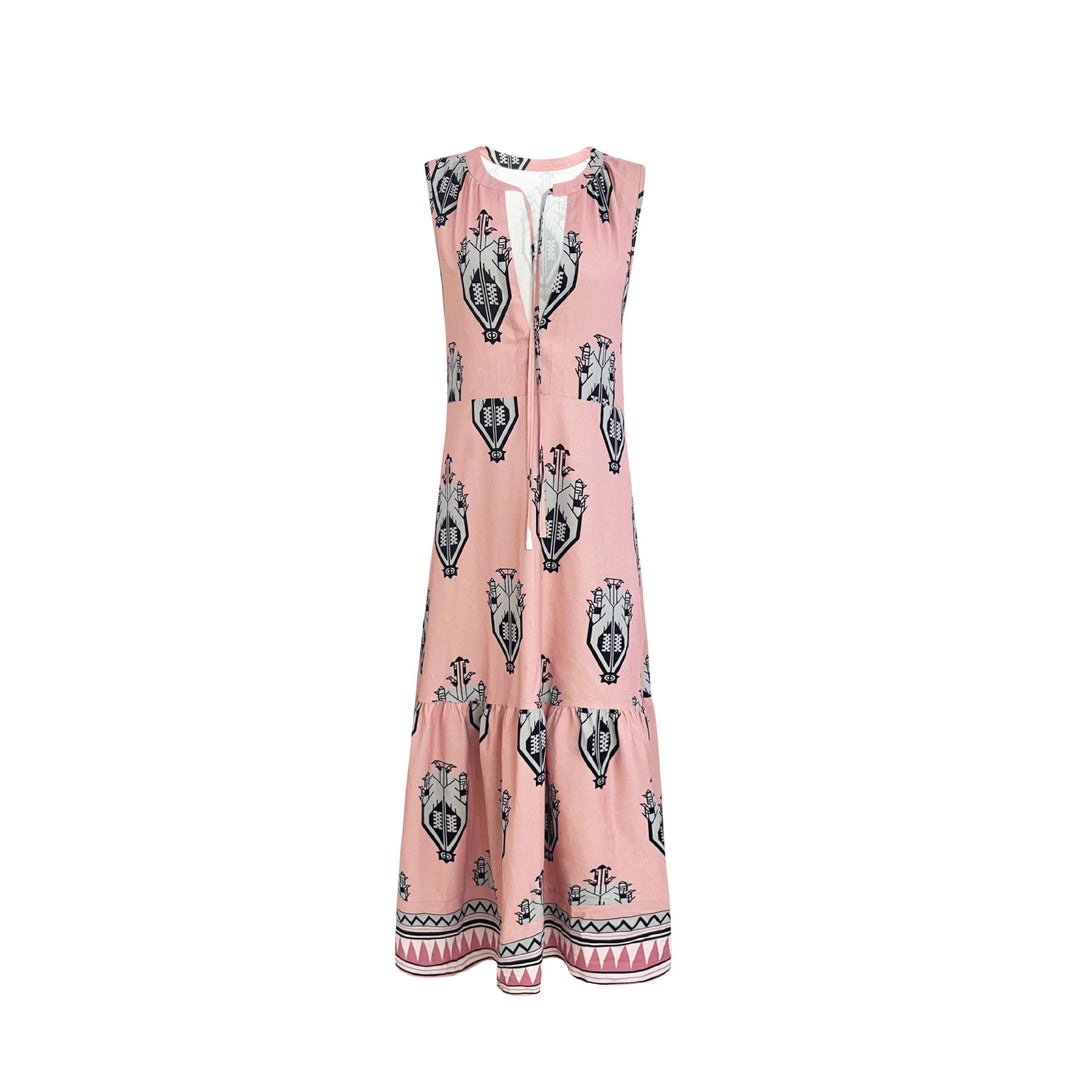 Damen Maxikleid mit elegantem floralem Muster und tiefem V-Ausschnitt EB
