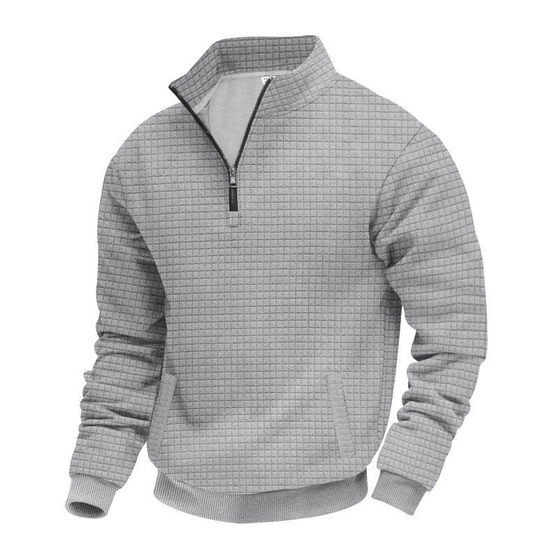 Herren nan gesteppter Halbzip-Sweater mit quadratischer Waffelstruktur und Kängurutasche EB