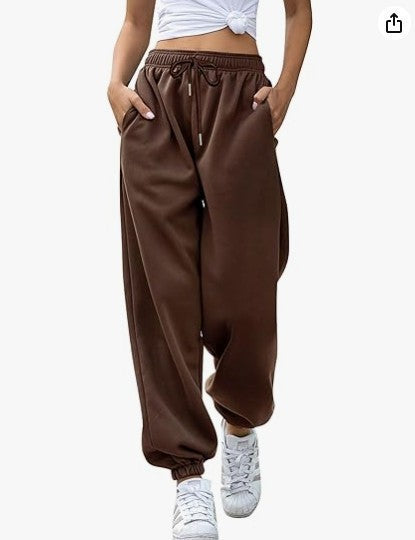 Damen nan lässige Jogginghose mit hohem Bund elastischen Knöchelabschlüssen und weichem Fleecefutter EB