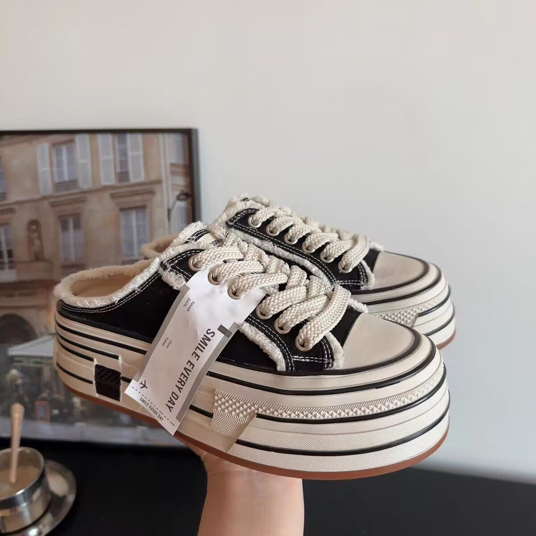 Damen modische Plateausneaker mit Kunstleder-Obermaterial und robustem Design EB
