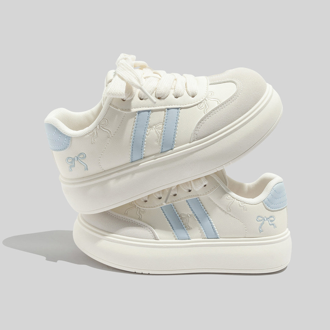 Damen Modische Sneakers mit verspielten Schleifenakzenten und atmungsaktiver Oberflächenstruktur EB