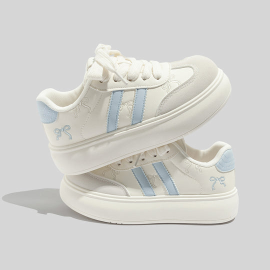 Damen Modische Sneakers mit verspielten Schleifenakzenten und atmungsaktiver Oberflächenstruktur EB