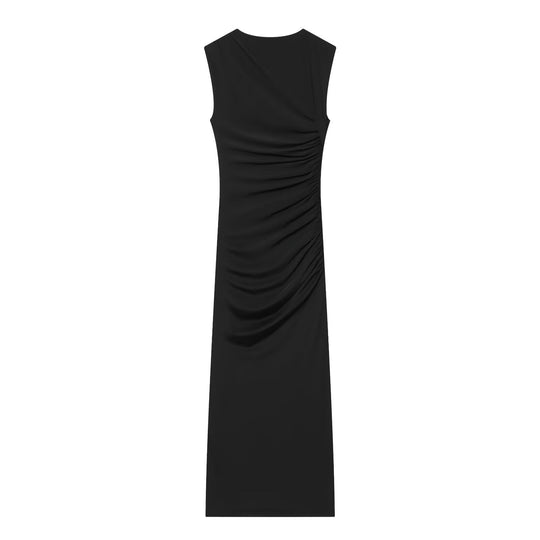 Damen ärmelloses Maxikleid mit raffinierten Rüschendetails und elegantem Schnitt EB