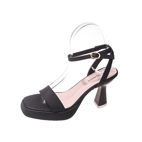 Damen elegante Sandaletten mit anpassbarem Riemen und modischem Blockabsatz EB