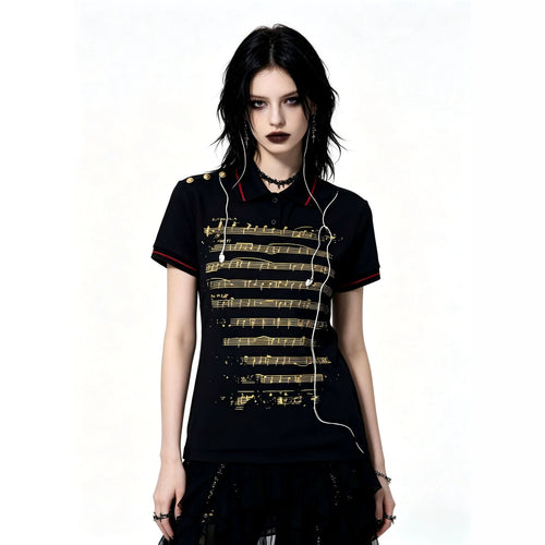 Damen Polo-Shirt mit musikalischem Motiv EB