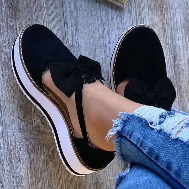 Damen bequeme Ballerinas mit Schleifendetail und rutschfester Sohle EB