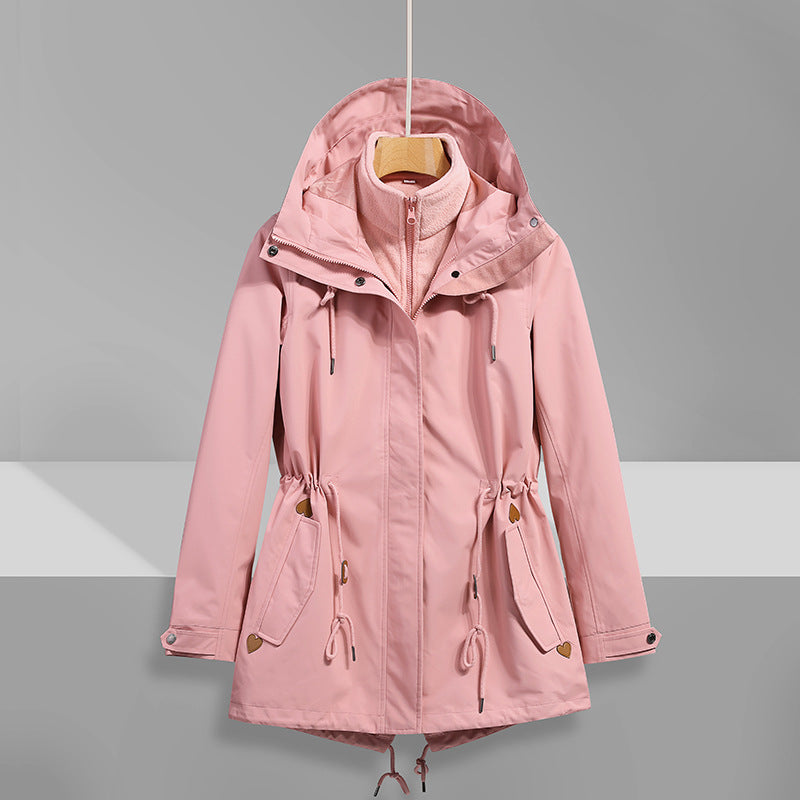 Damen wasserfeste Übergangsjacke mit verstellbarem Kapuzensystem und praktischen Taschen EB