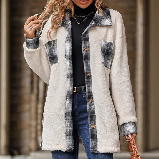 Damen Fleecejacke mit Karomuster EB
