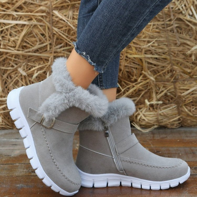 Damen Komfortable Winterstiefel mit modischer Kunstfellverzierung EB