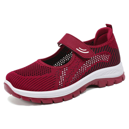 Damen Sportliche Slip-On Sneakers mit verstellbarem Klettverschluss und atmungsaktivem Obermaterial EB