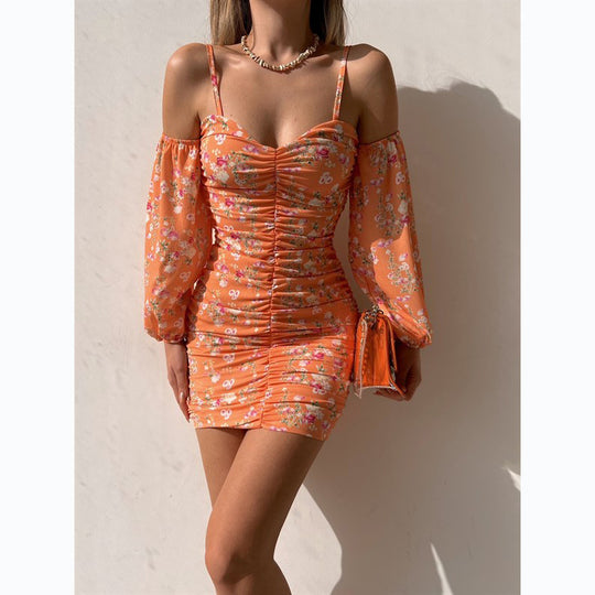 Damen Kurzarmkleid mit verspielten Rüschendetails und schulterfreiem Schnitt EB