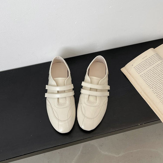 Damen Komfortable Slip-On Loafers mit dekorativen Riemchen und ergonomischer Sohle EB