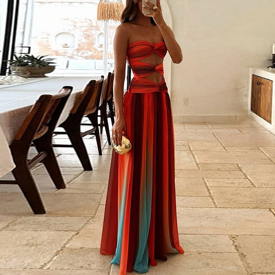 Damen strapless Maxi-Kleid mit raffinierten Cut-Out-Details EB