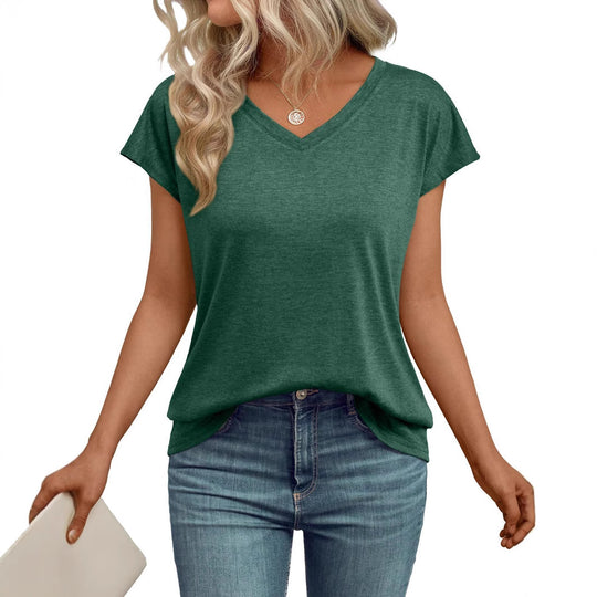 Damen V-Ausschnitt T-Shirt aus leichtem Material mit luftiger Passform EB