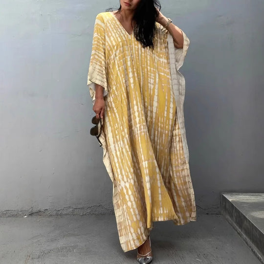 Damen Kaftan Kleid mit elegantem V-Ausschnitt und weitem Schnitt EB