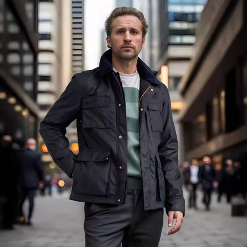 Herren funktionale Utility-Jacke mit praktischen Taschen EB