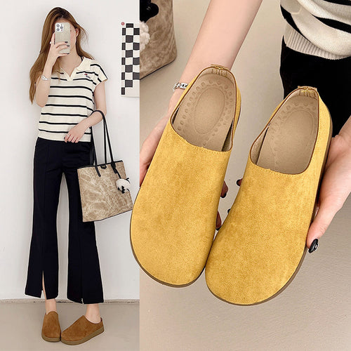 Damen rutschfeste Clogs aus weichem Veloursleder EB