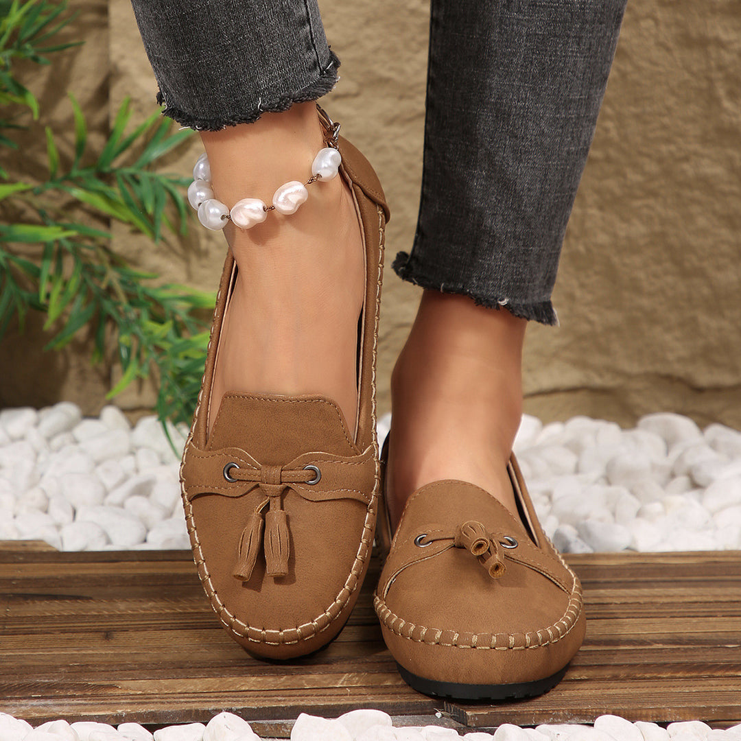 Damen Mokassins mit trendigem Fransen-Design und bequemer Sohle EB